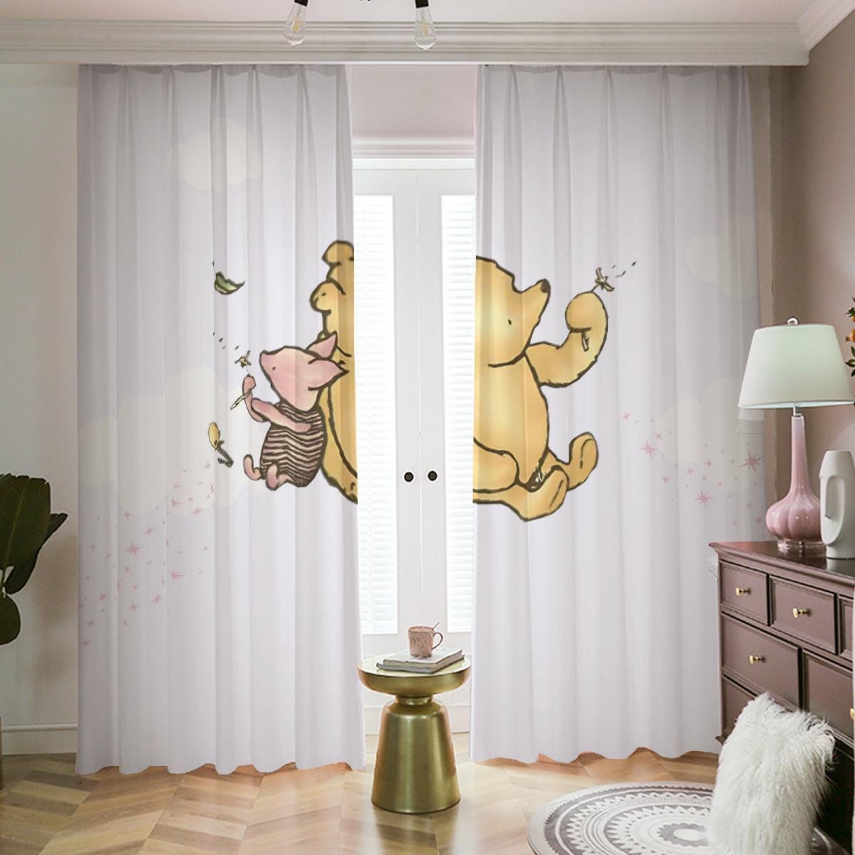 Kids Room Blackout Curtains with Hooks Winnie the Pooh