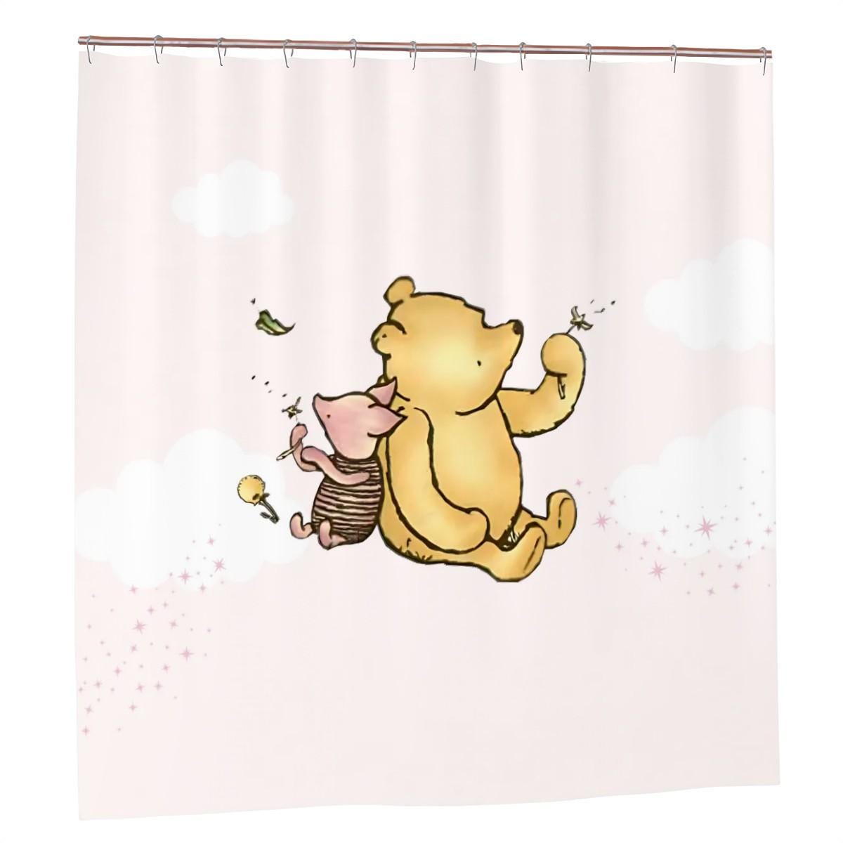 Winnie the Pooh and Piglet Shower Curtain – Cute Kids Bathroom Decor
