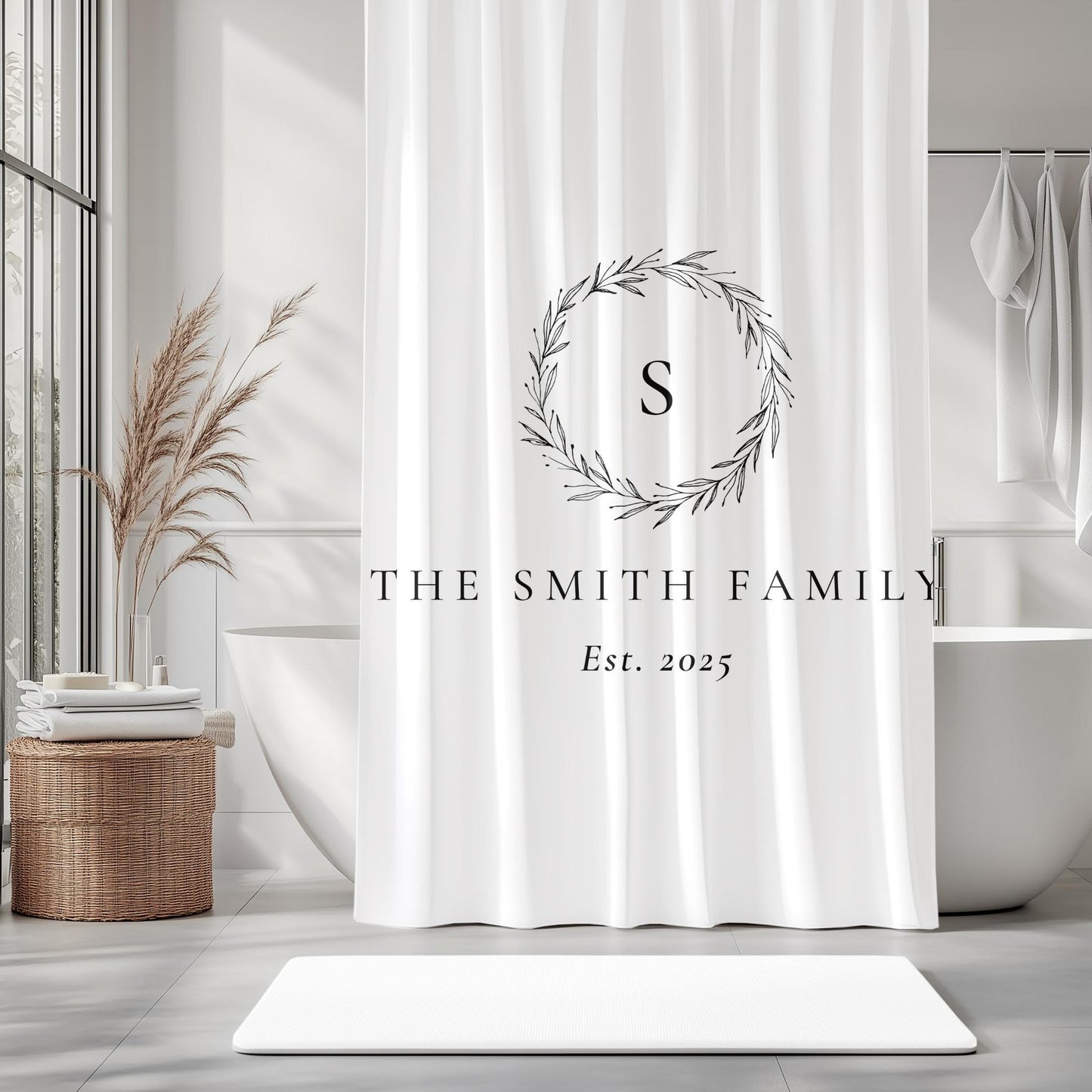 Personalized Shower Curtain with Name – Custom Bathroom Gift for Weddings, Housewarming, or New Home