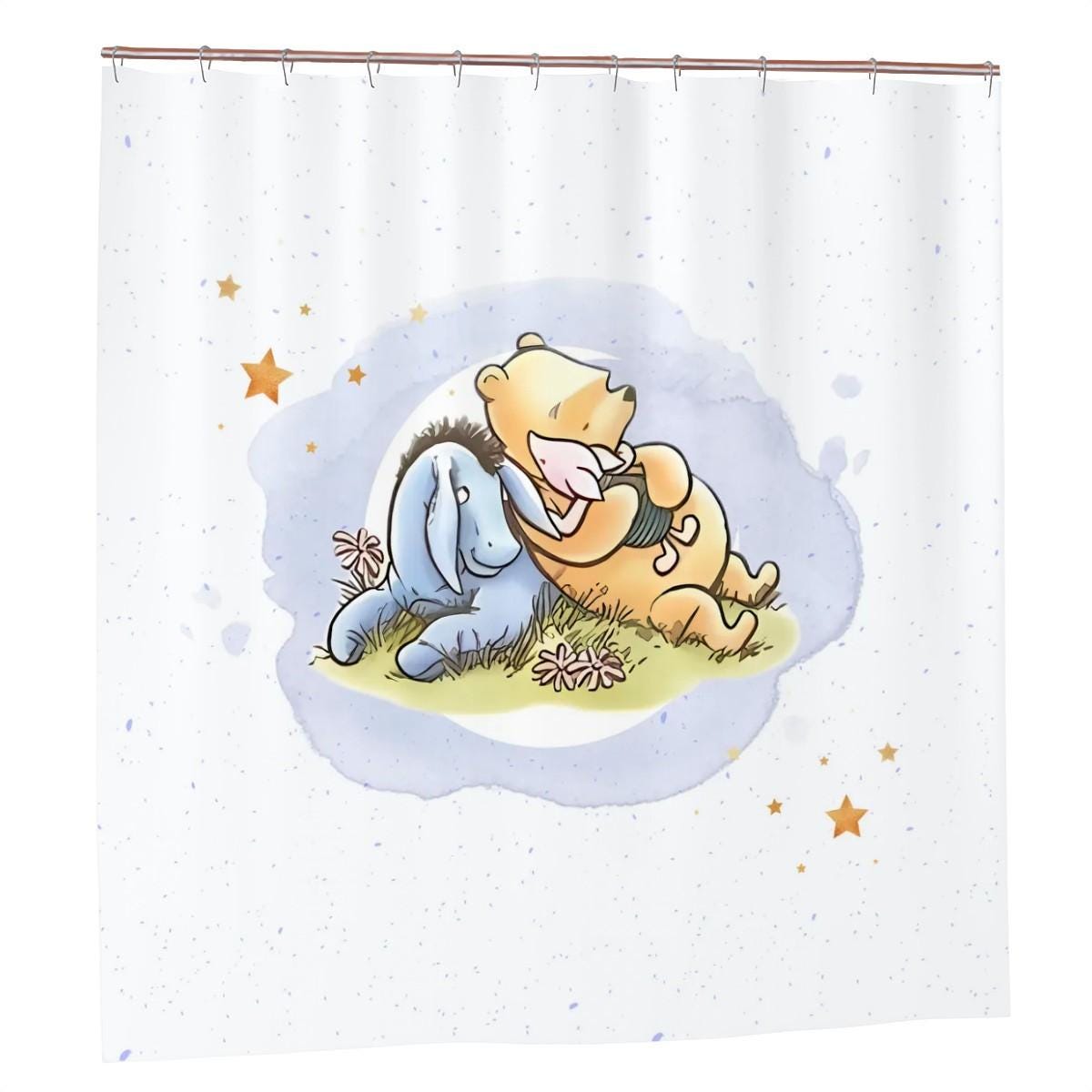 Winnie the Pooh Shower Curtain with Piglet & Eeyore – Cute Kids Bathroom & Nursery Decor