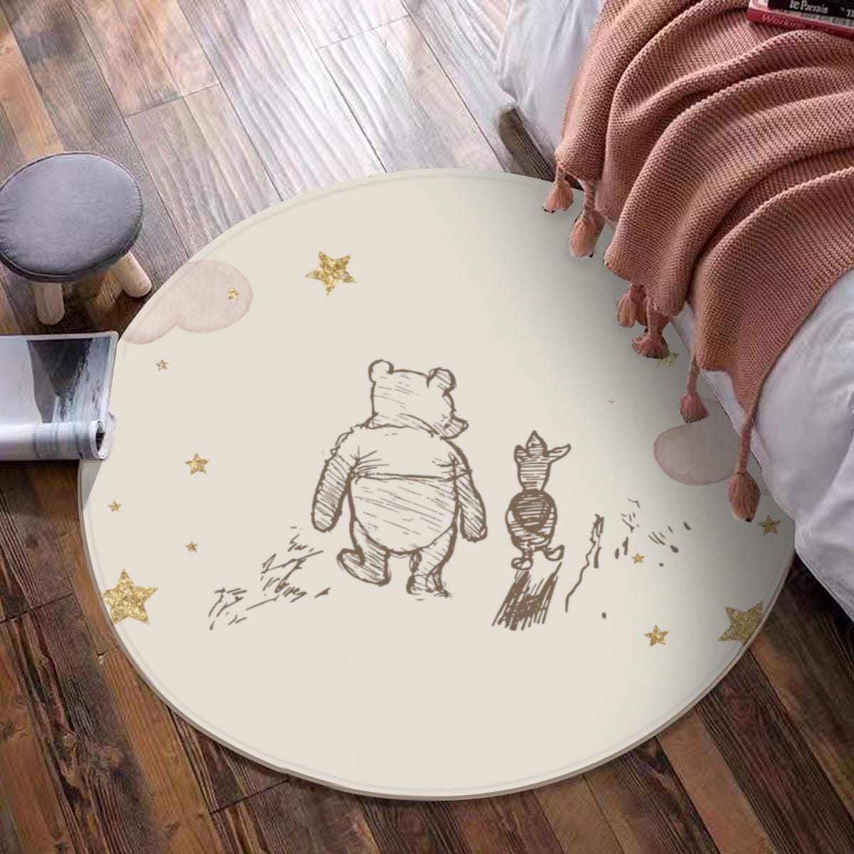 Personalized Winnie the Pooh Nursery Rug, Baby Shower Gift for Newborn Custom Name Rug