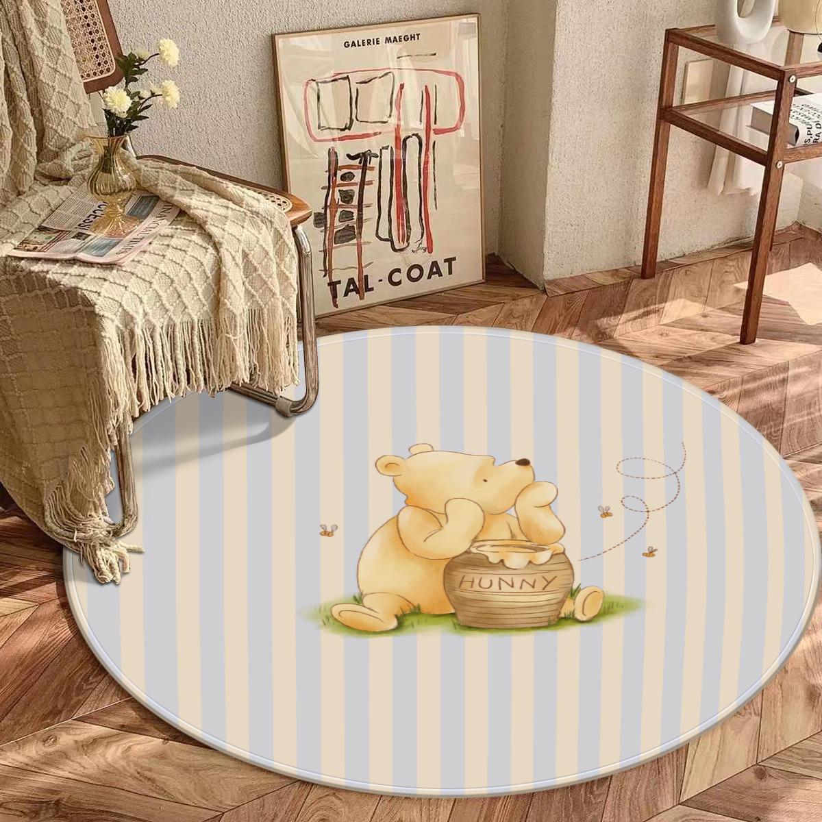 Winnie the Pooh Kids Rug - Round Nursery Play Mat, Kids Bedroom Decor