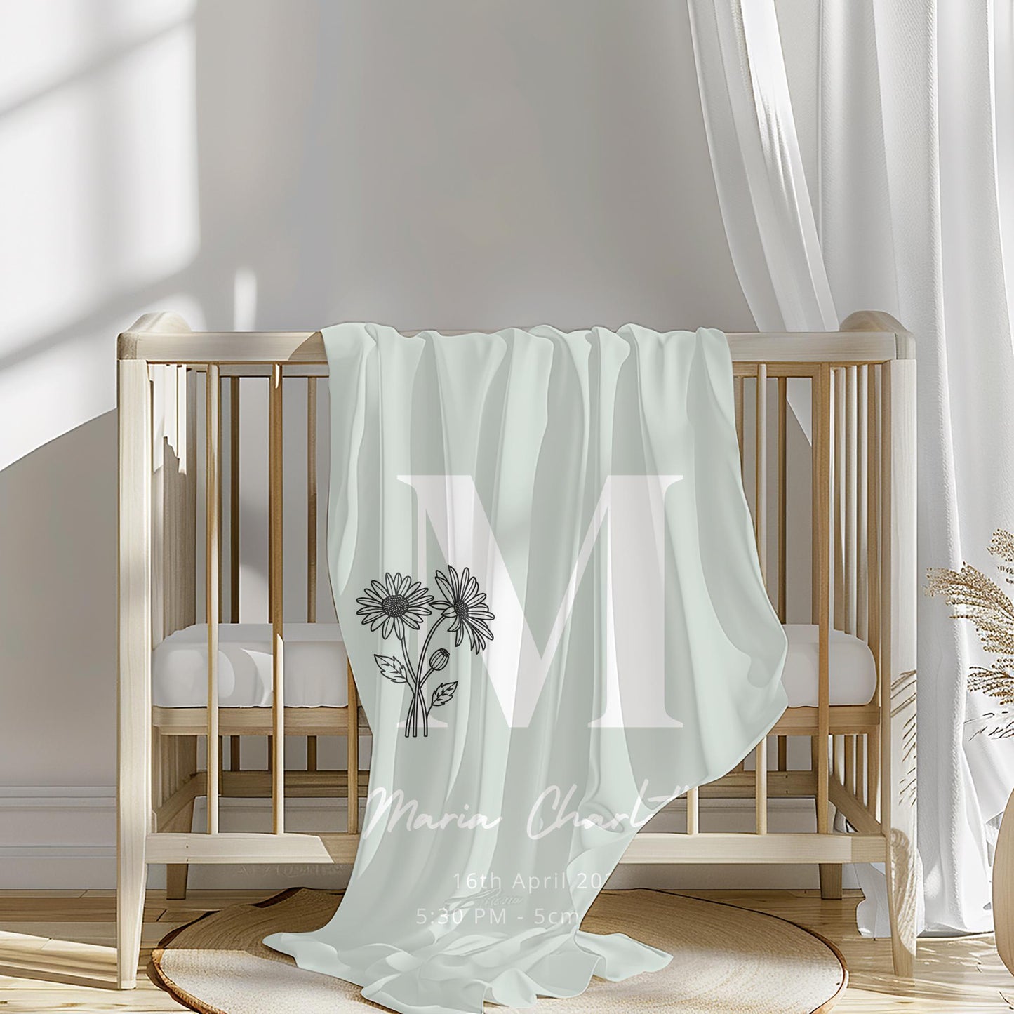 Personalized Baby Birth Stats Blanket