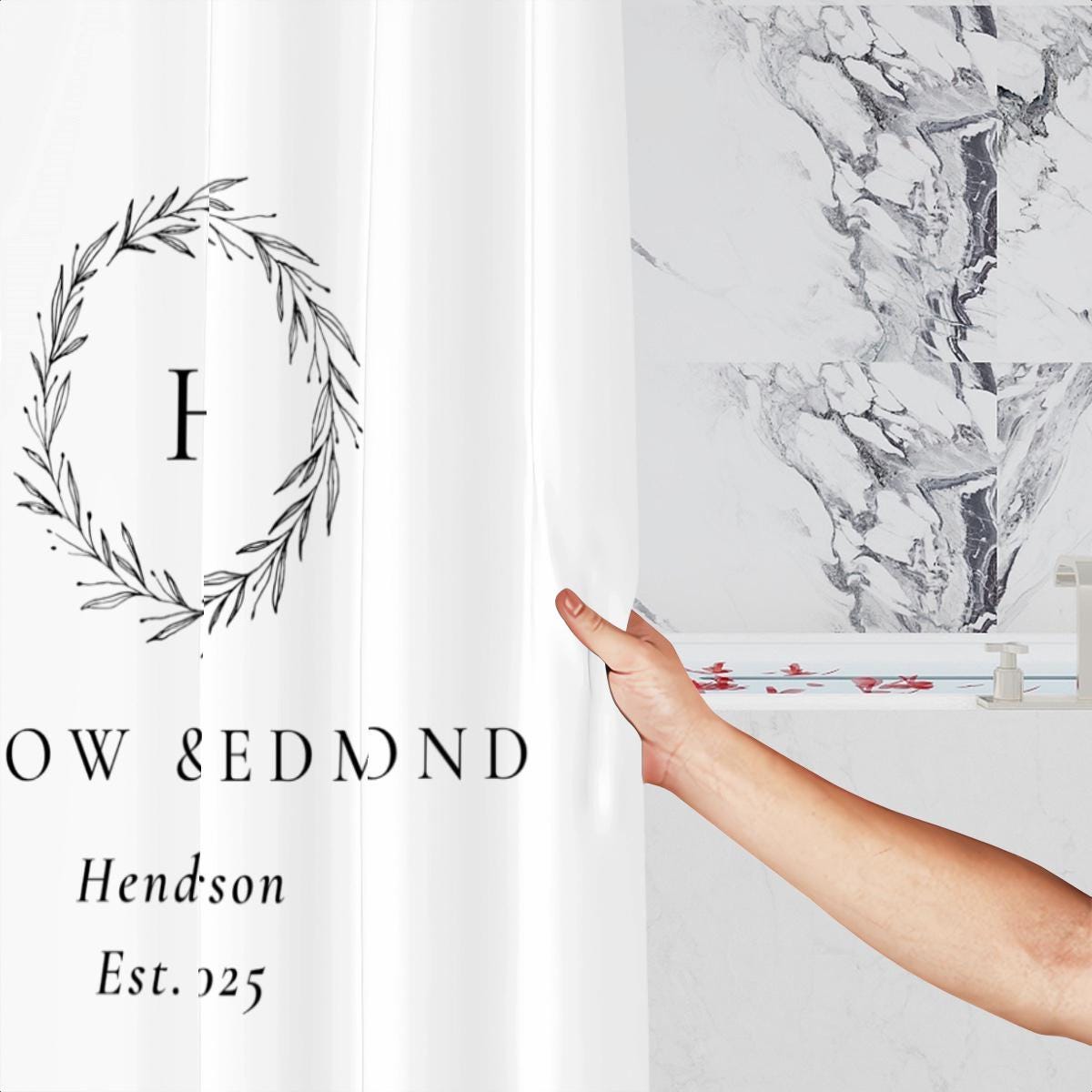 Personalized Shower Curtain with Name – Custom Bathroom Gift for Weddings, Housewarming, or New Home