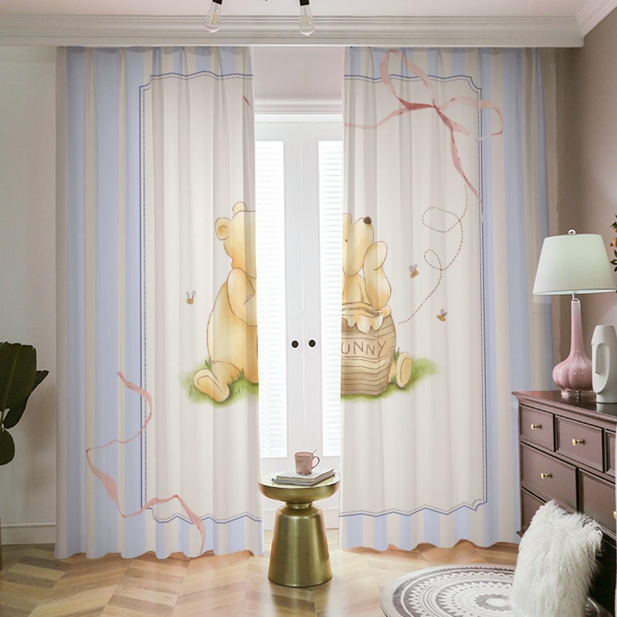 Winnie the Pooh Kids Rug - Round Nursery Play Mat, Kids Bedroom Decor