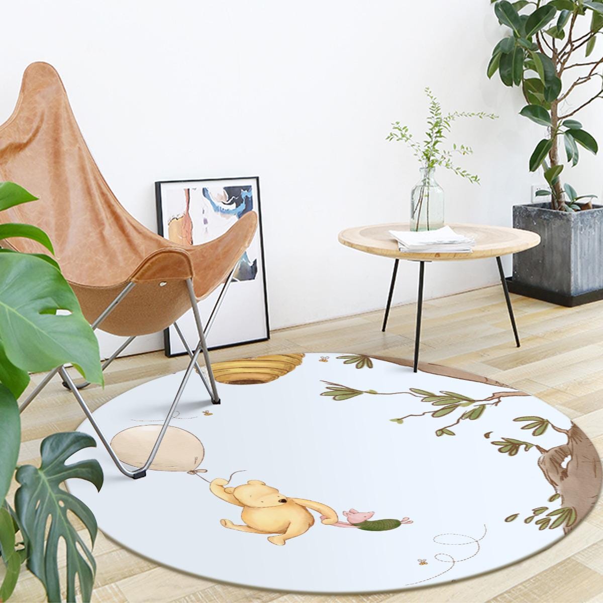 Winnie the Pooh Kids Rug - Round Nursery Play Mat - Playroom Decor
