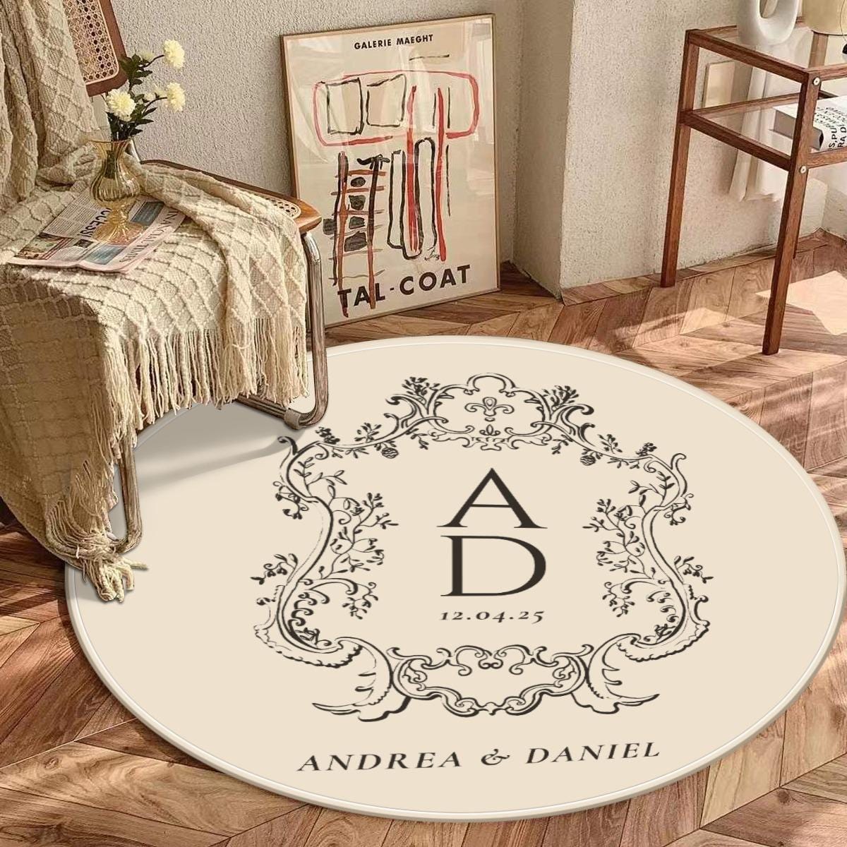 Custom Monogram Rug – Personalized Family Name Carpet, Wedding & Anniversary Gift
