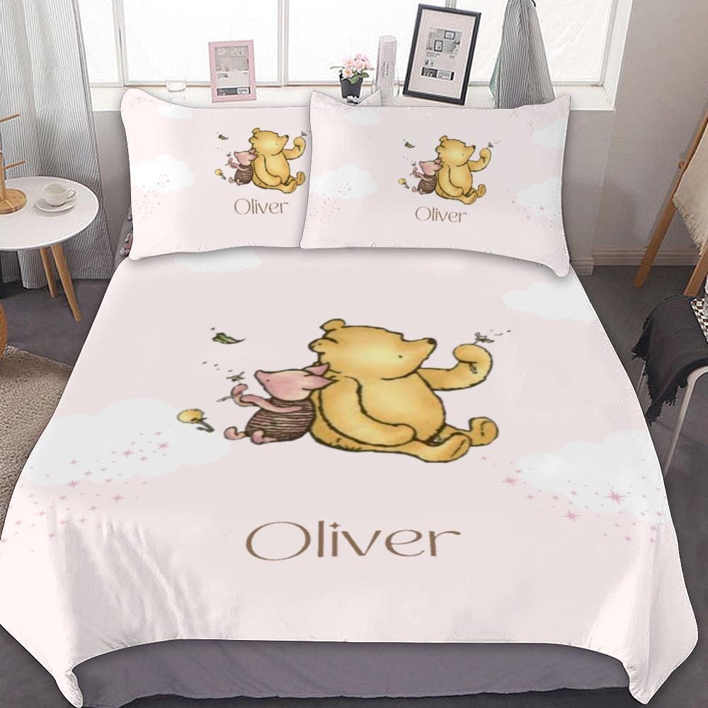 Winnie the Pooh Personalized Duvet Cover Set - Kids Bedding, Birthday Present