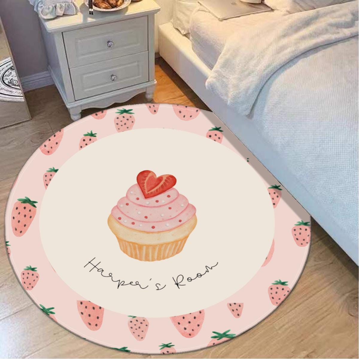 Custom Name Strawberry Bedding Set for Girls