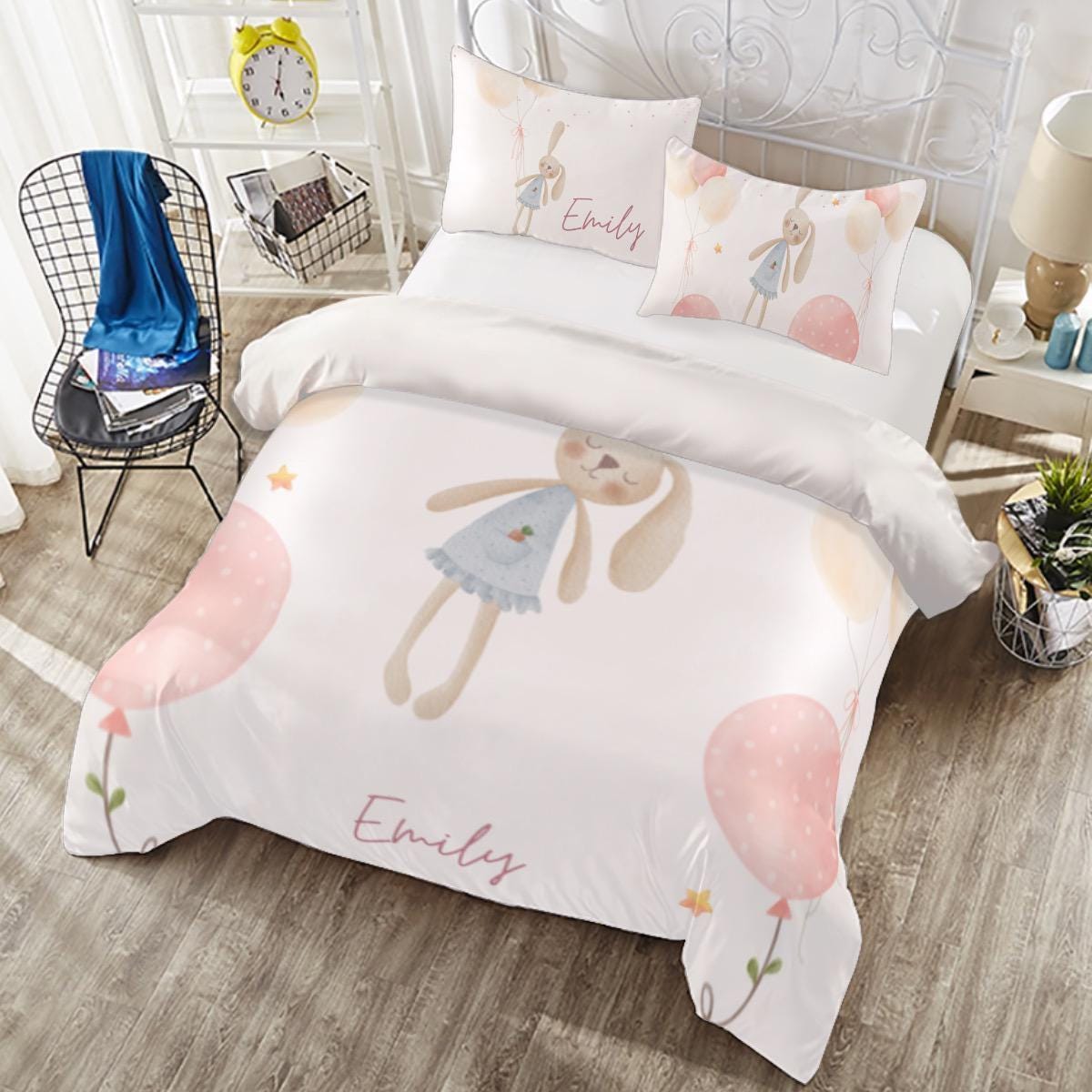 Personalized Bunny Name bedding Set