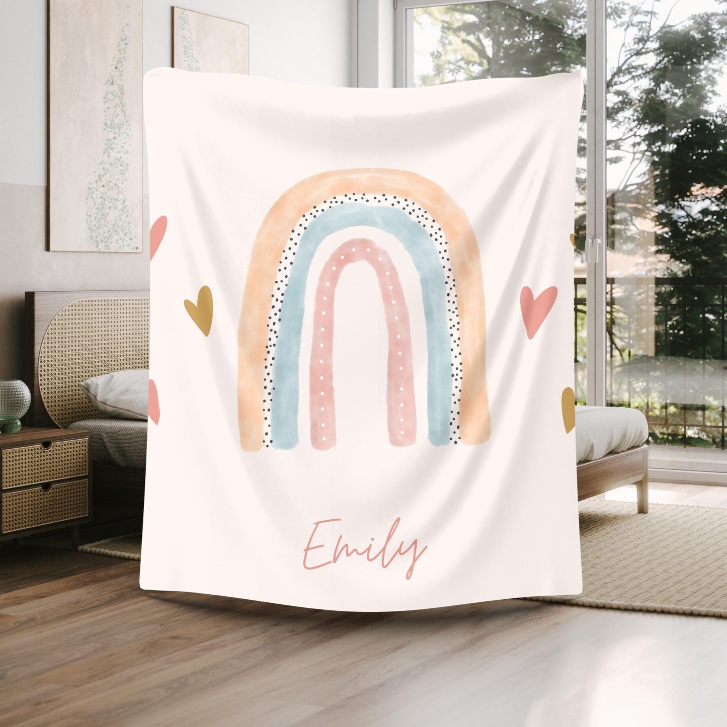 Rainbow Personalized bedding set, Duvet Cover Set - Baby Custom Bedding, Housewarming Gift, Kids Custom bed, Pink Kids Bedding,Birthday gift