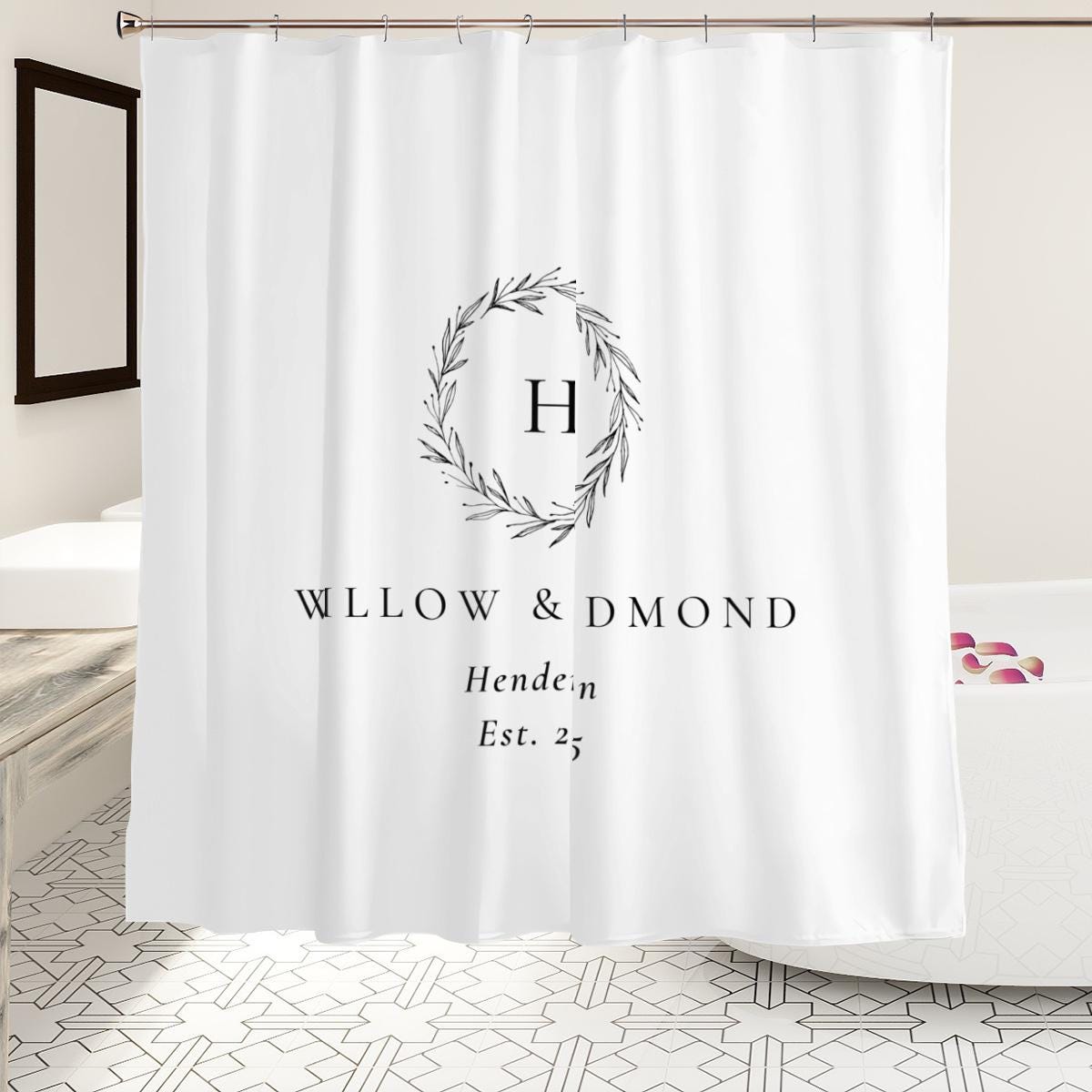 Personalized Shower Curtain with Name – Custom Bathroom Gift for Weddings, Housewarming, or New Home