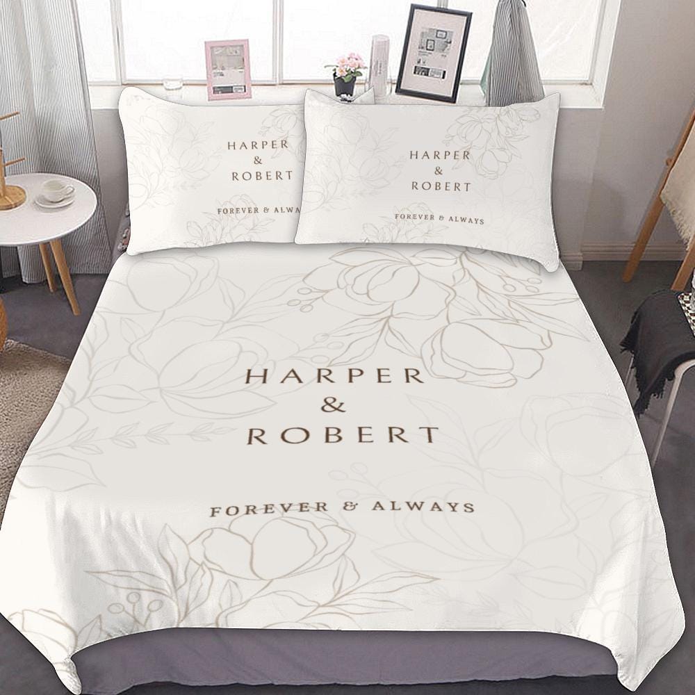 Personalized Duvet Cover Set – Custom Wedding Gift for Couples
