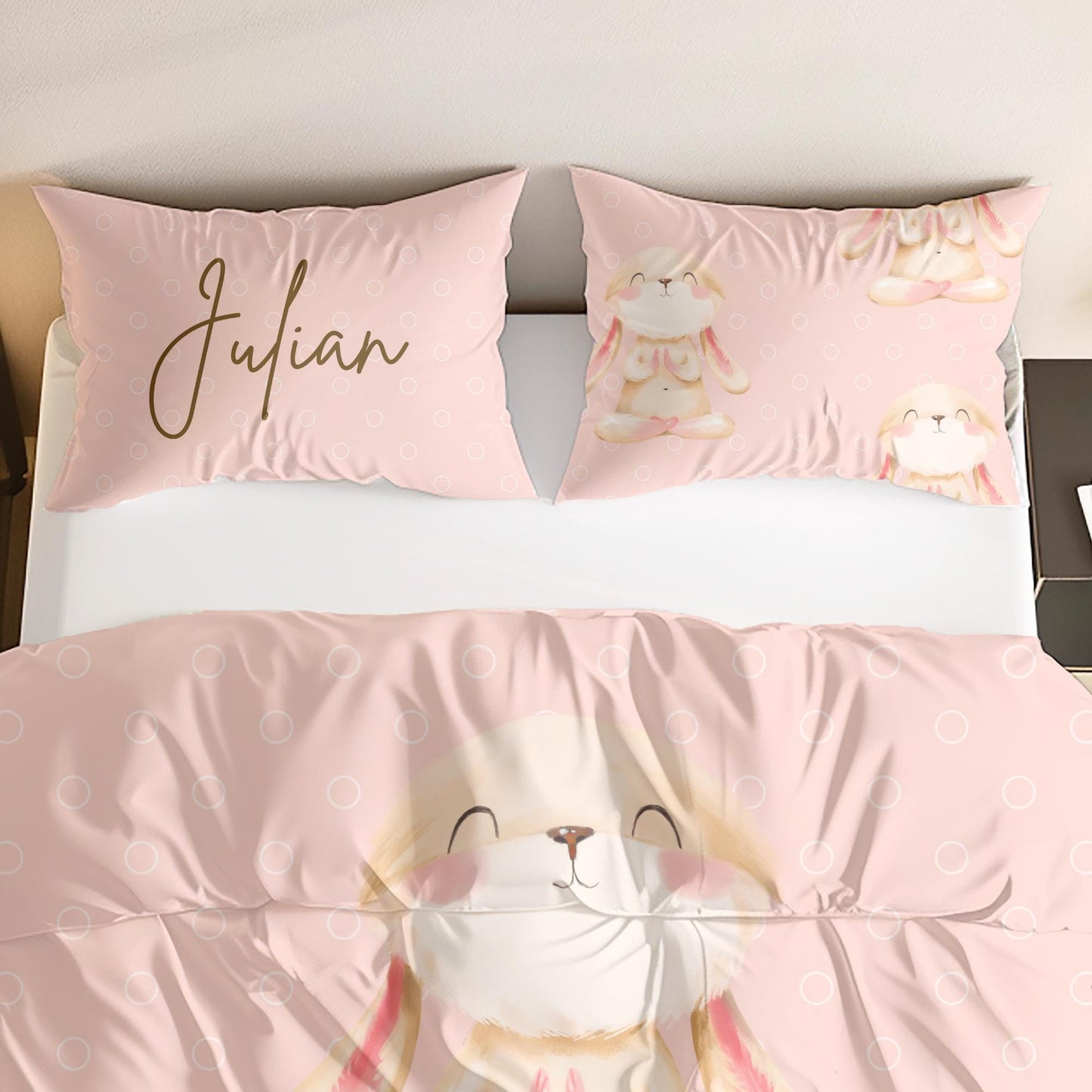 Bunny Custom Name,Girl Personalized bedding set, Duvet Cover Set