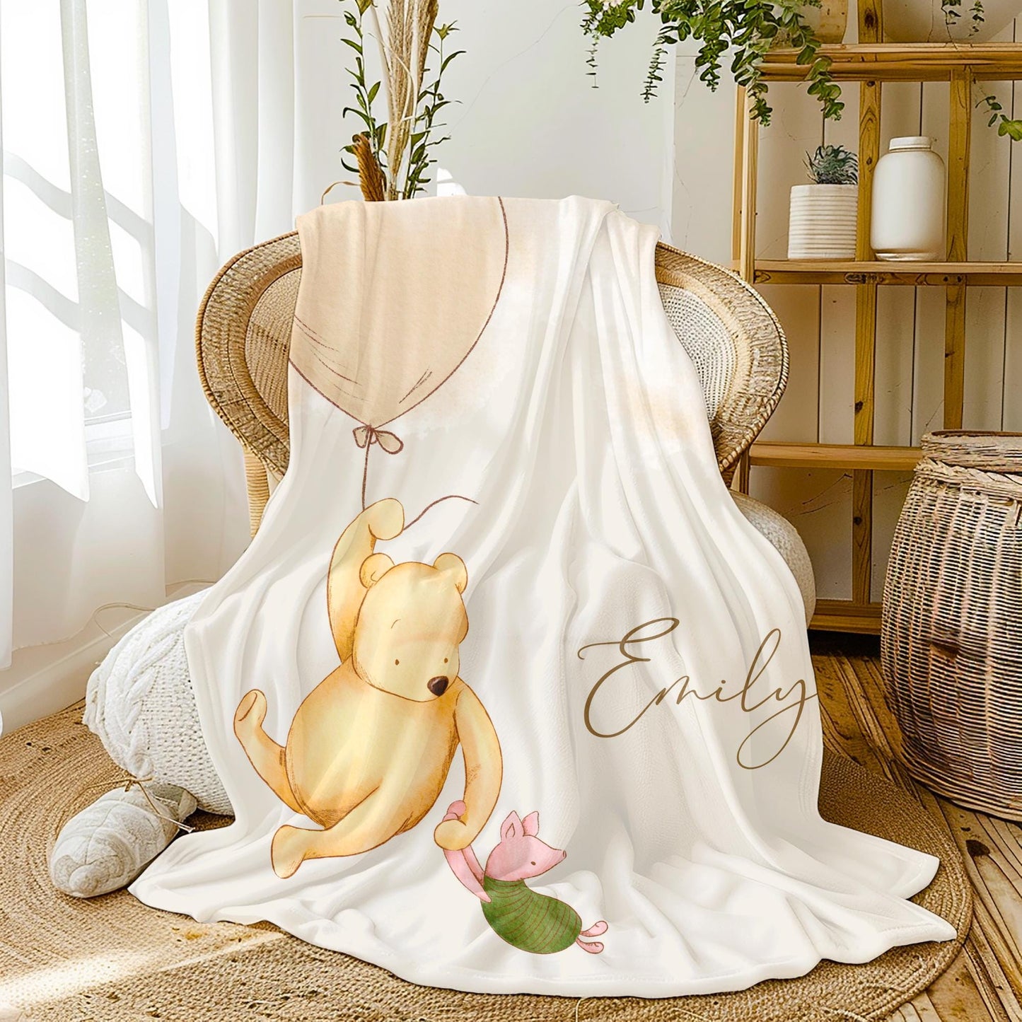 Personalized Winnie the Pooh Baby Blanket