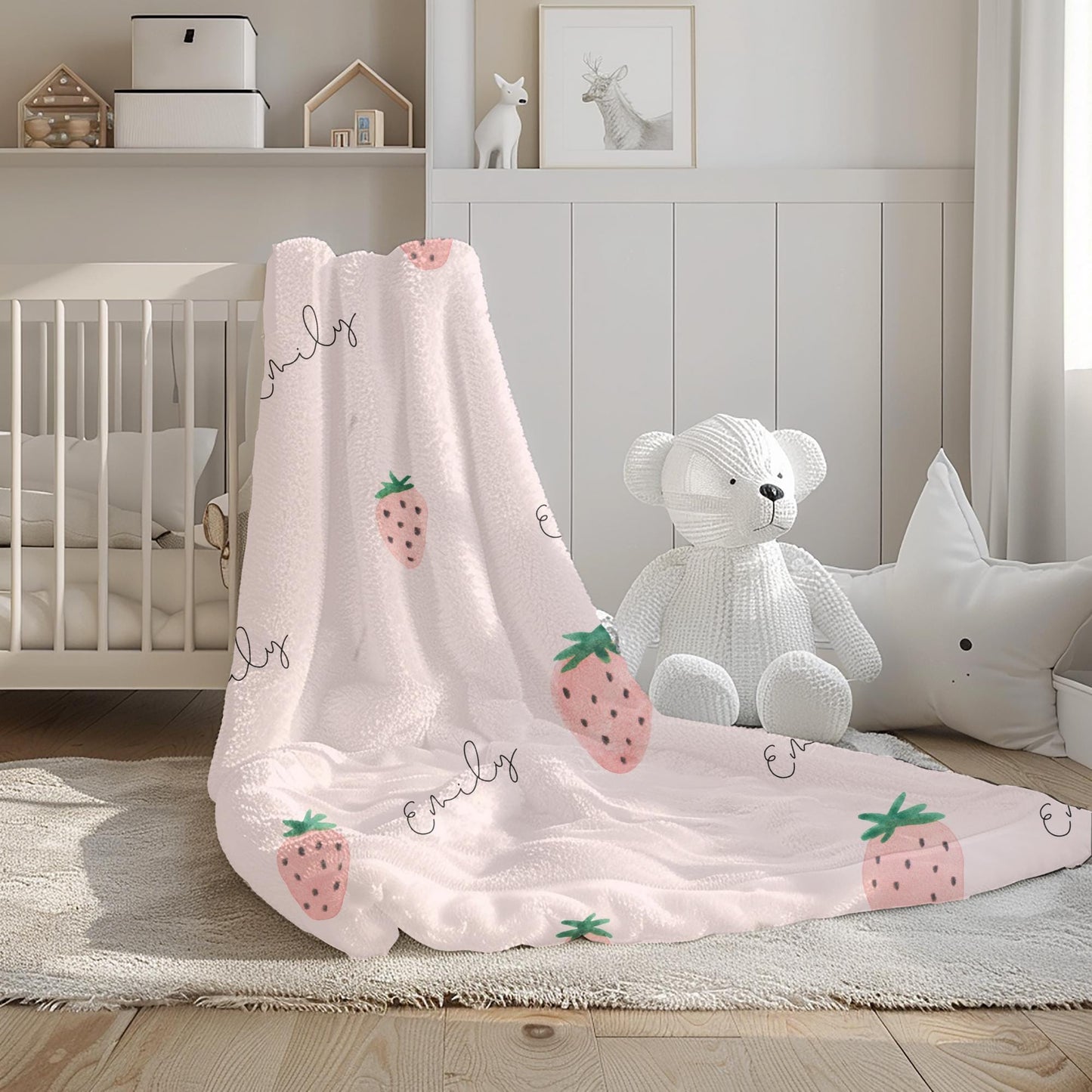Custom Name Strawberry Bedding Set for Girls