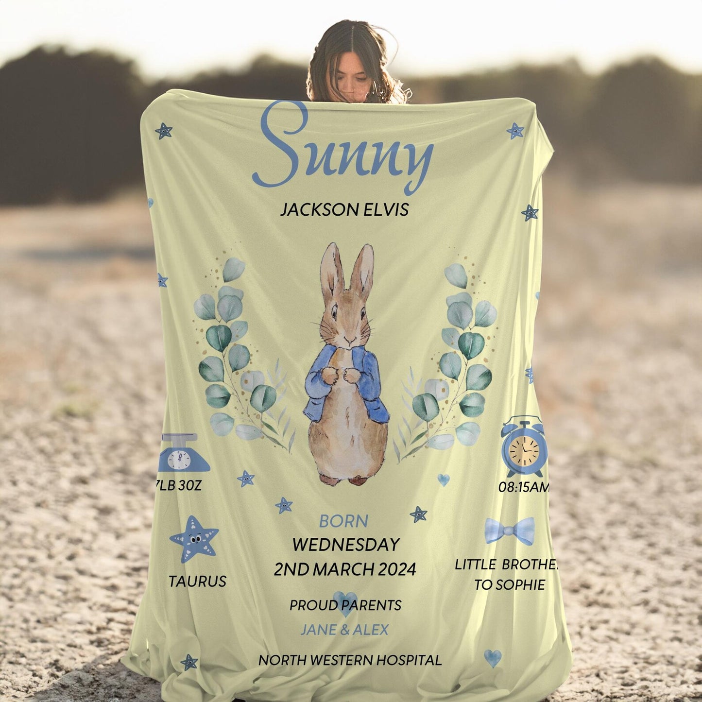 Peter Rabbit Custom Blanket Girls Nursery Blanket
