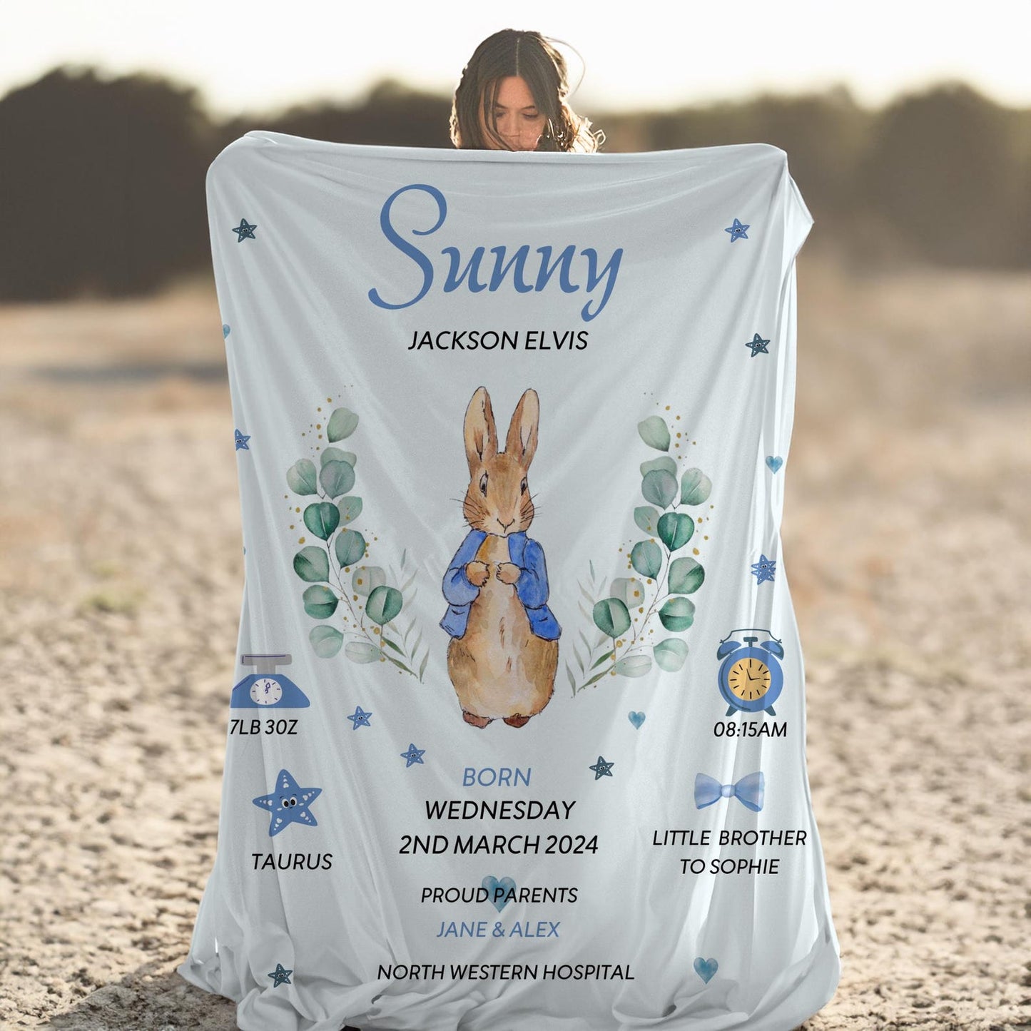 Peter Rabbit Custom Blanket Girls Nursery Blanket