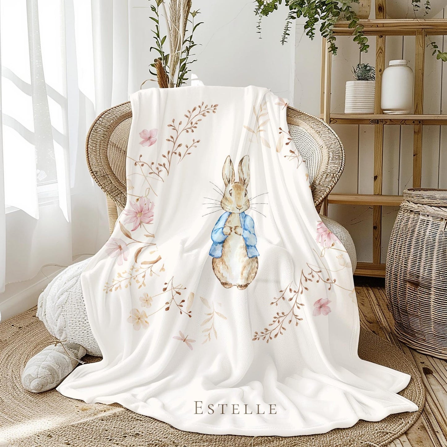 Peter Rabbit Blanket, Girls Nursery Blanket