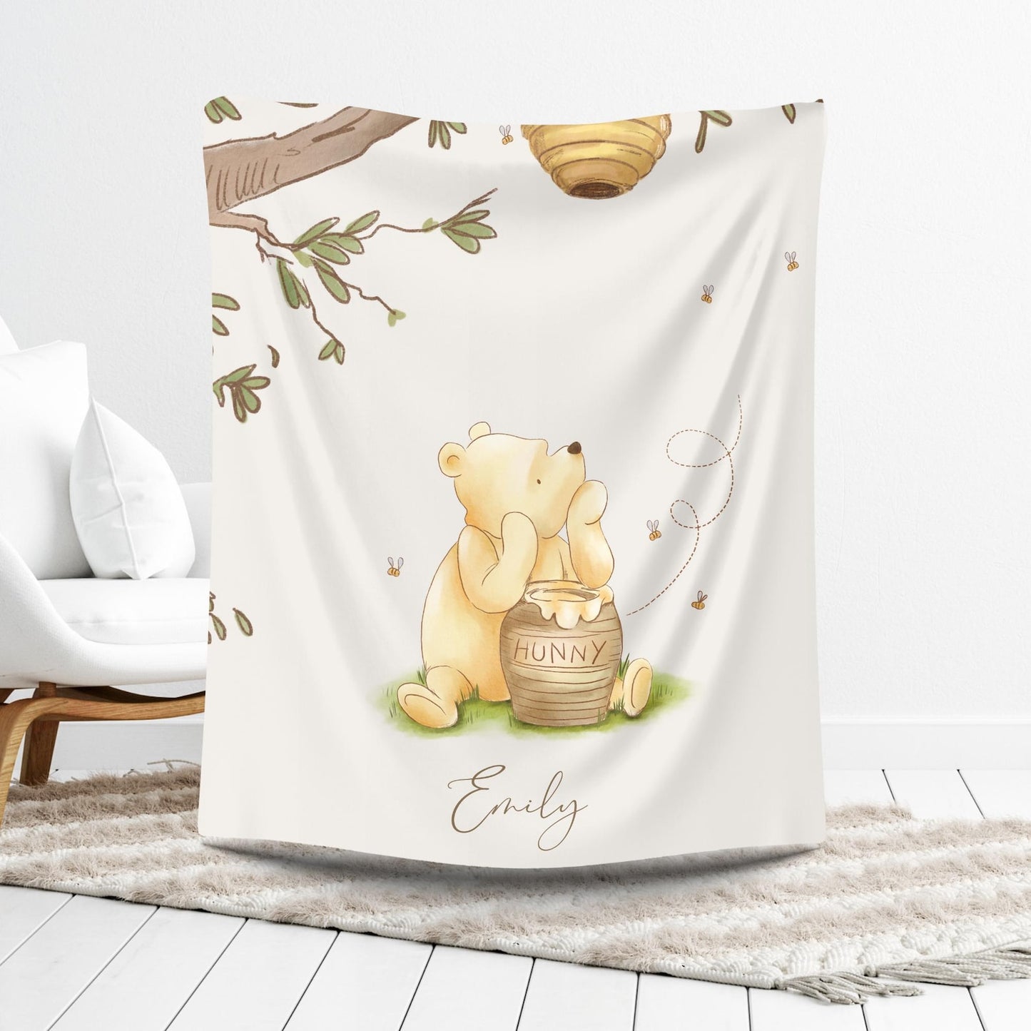 Winnie the Pooh Baby Blanket - Personalized Gift
