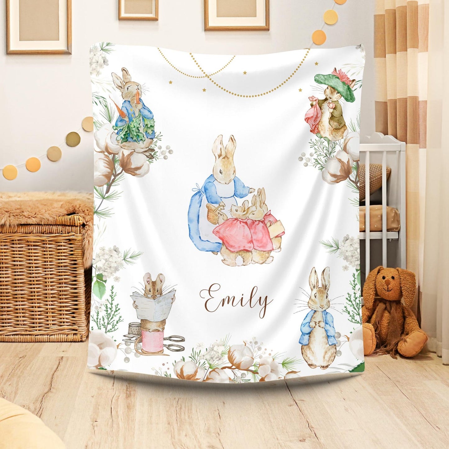 Peter Rabbit Blanket, Girls Nursery Blanket
