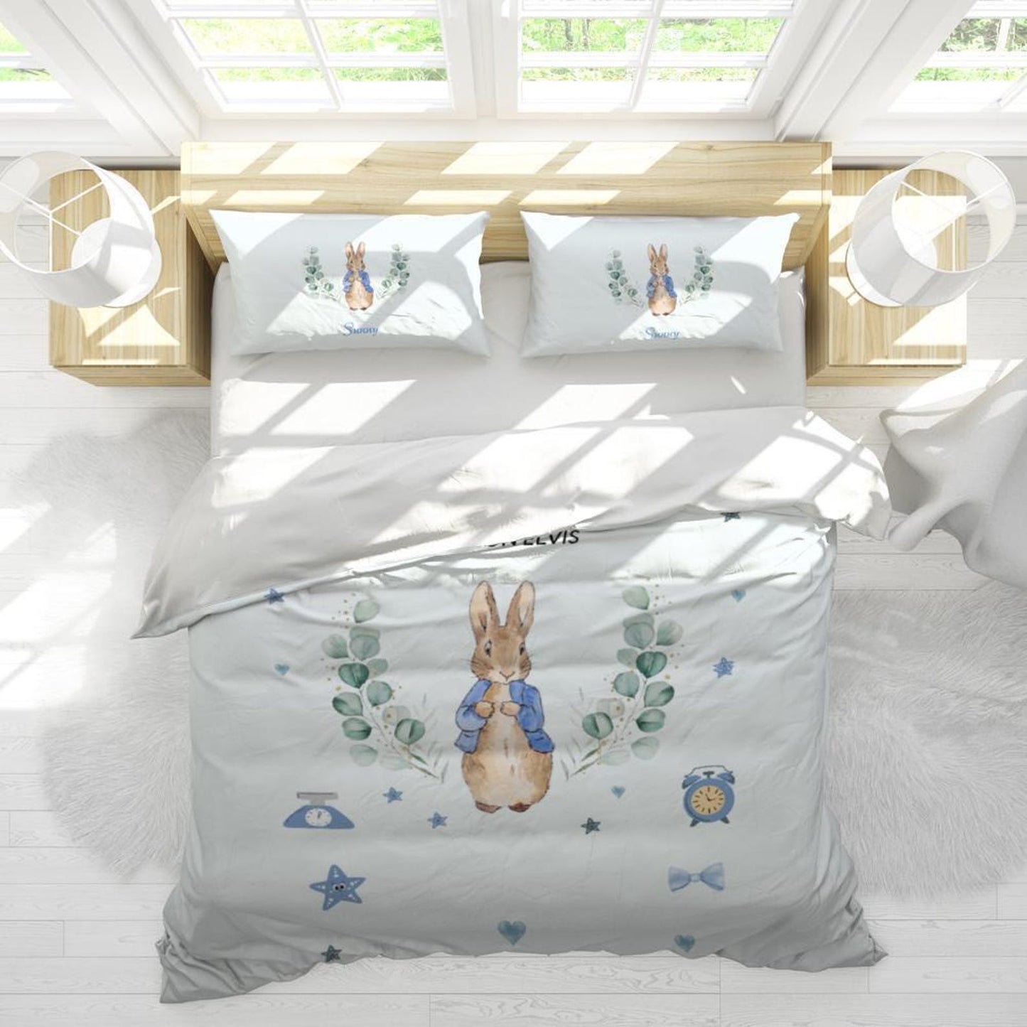 Peter rabbit Personalized Duvet Cover Set - Blue Custom Bedding