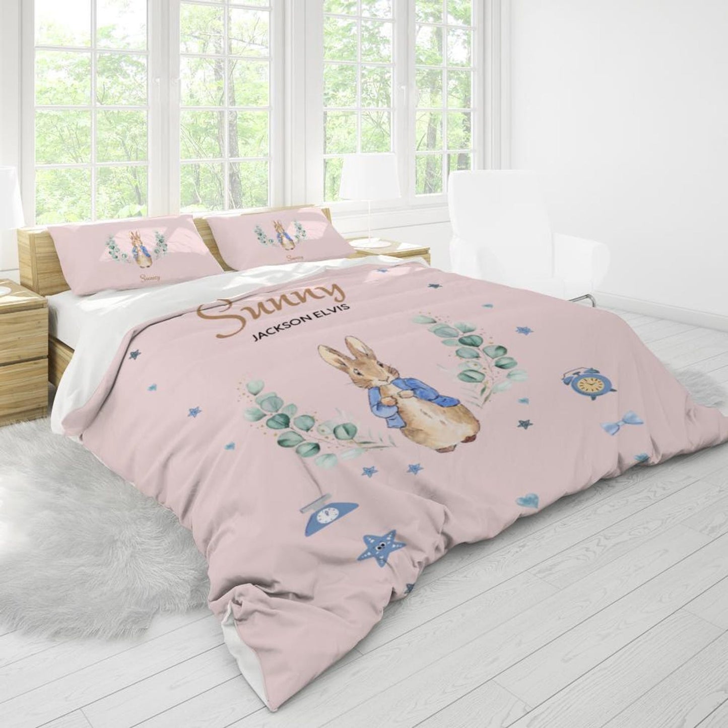 Peter rabbit Personalized Duvet Cover Set - Blue Custom Bedding