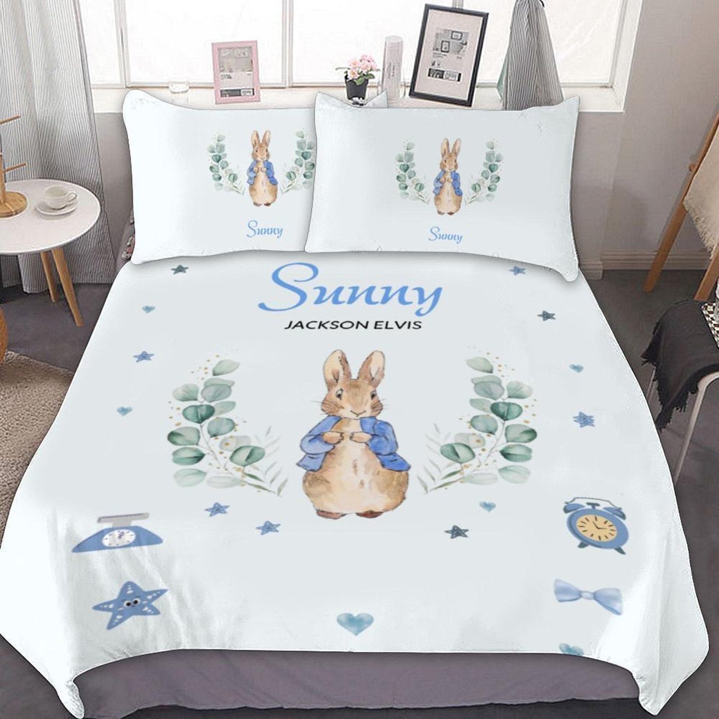 Peter rabbit Personalized Duvet Cover Set - Blue Custom Bedding