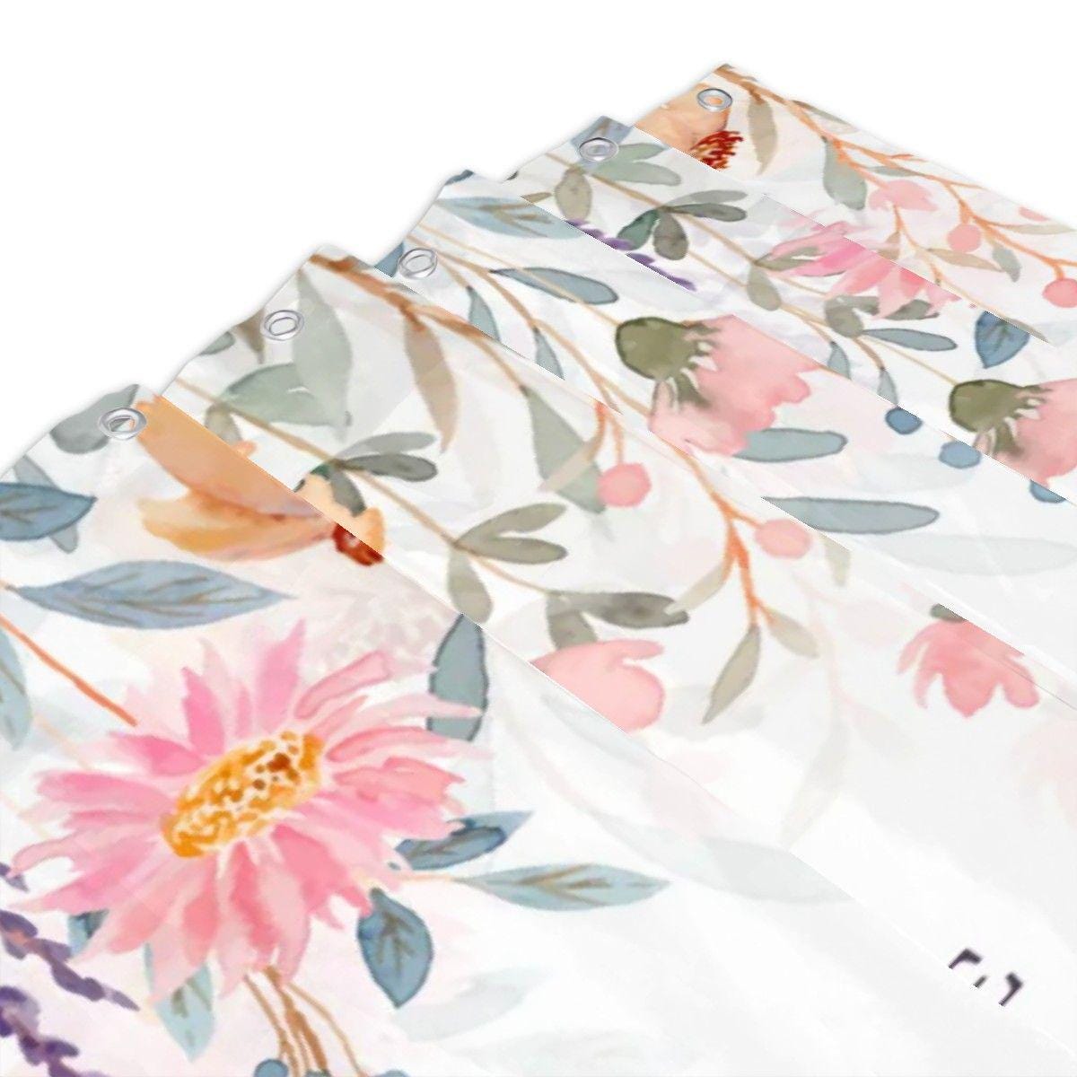 Personalized Floral Shower Curtain – Custom Name Bathroom Decor for Couples, Wedding or Housewarming Gift