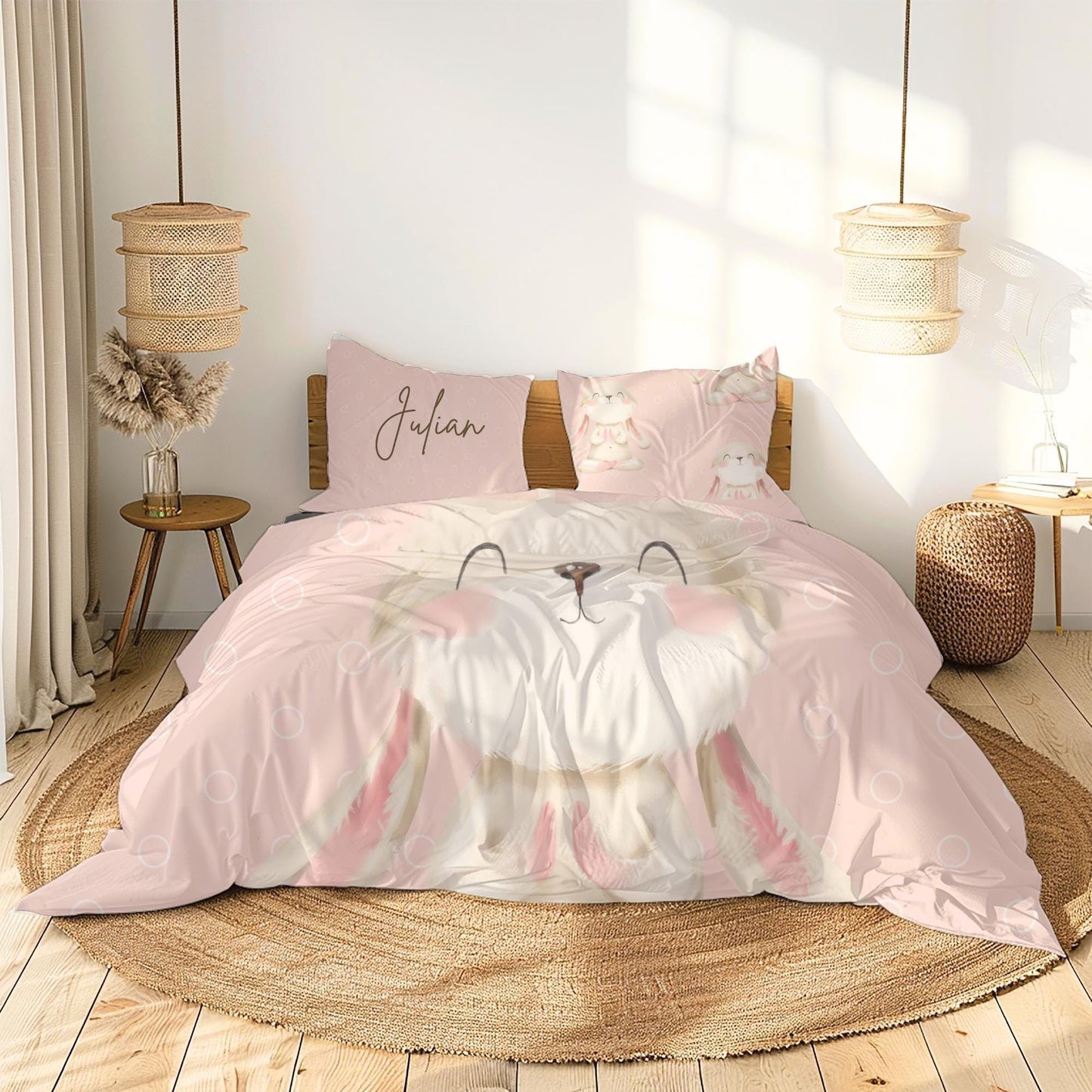 Bunny Custom Name,Girl Personalized bedding set, Duvet Cover Set