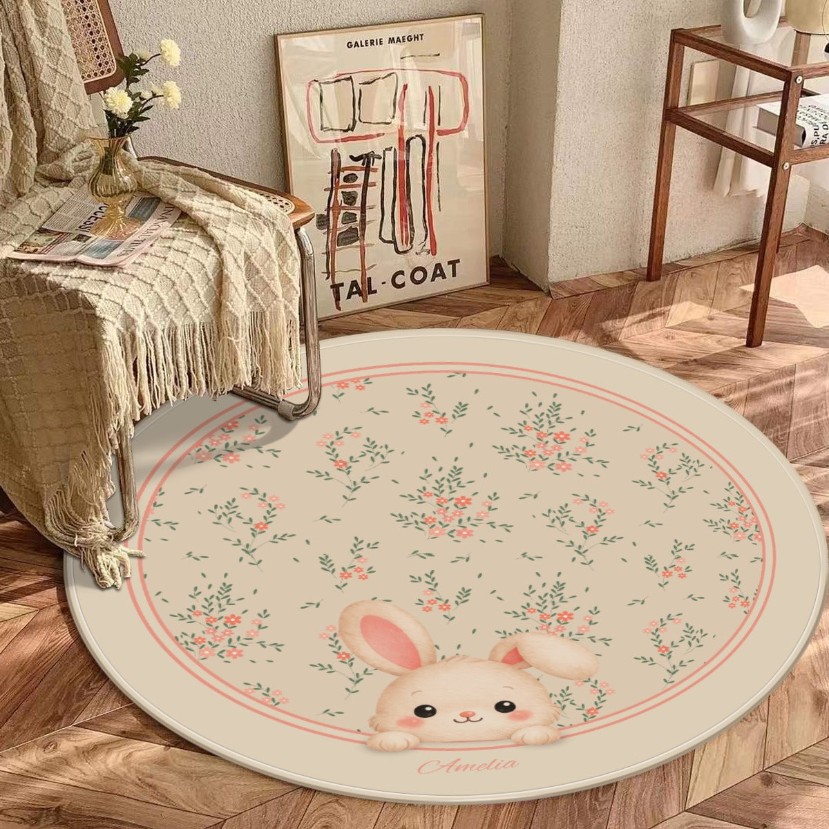 Bunny Floral Rug - Adorable Accent for Any Room