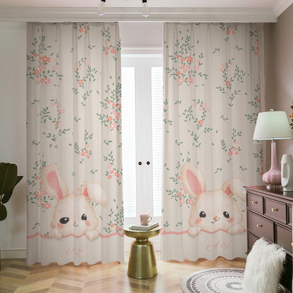 Personalized Cute Bunny Floral Curtains