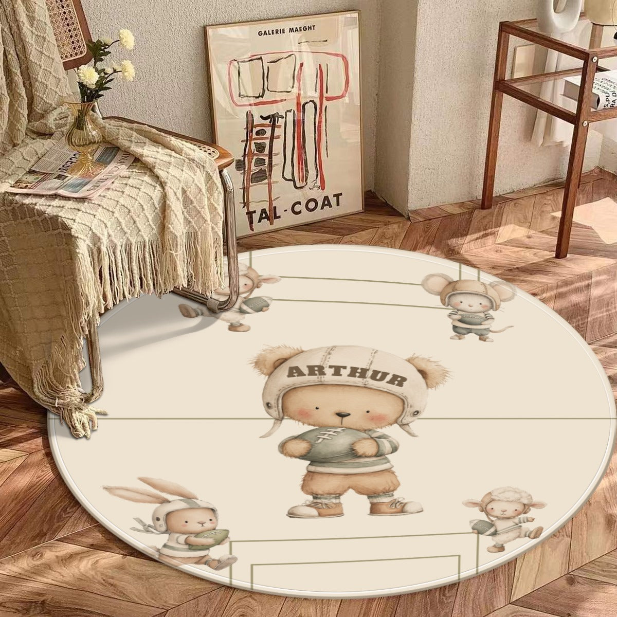 Custom American Football Bear Rug Kids Rug
