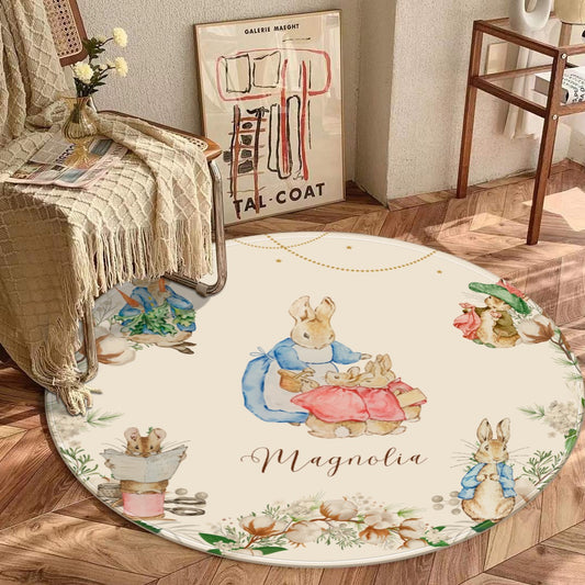 Peter Rabbit Custom Round Rug for Nursery or Kids Playroom