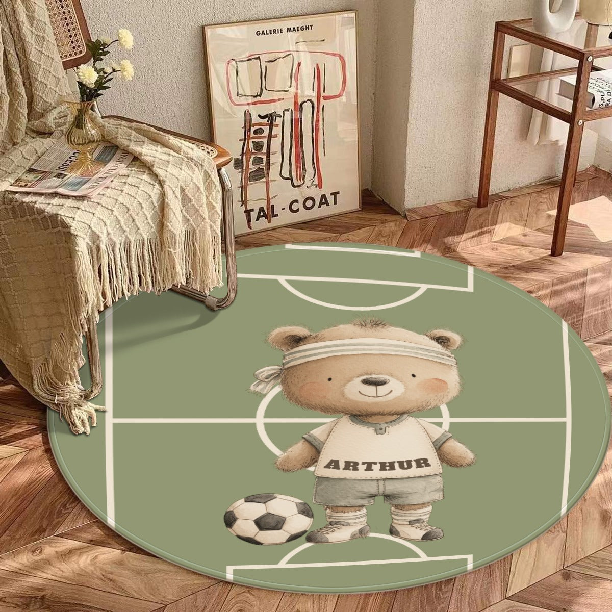 Custom Soccer Bear Rug Kids Play Mat