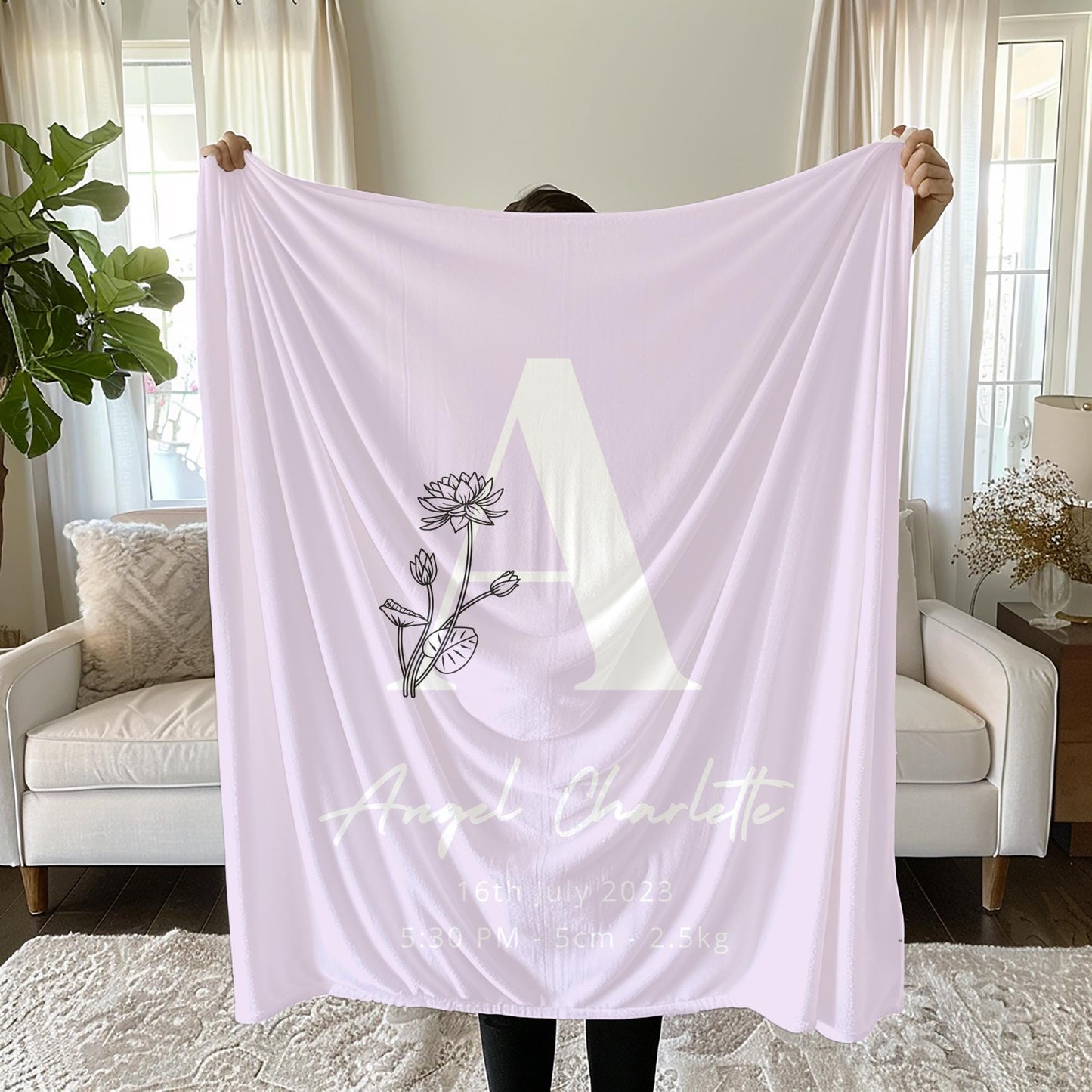 Personalized Baby Birth Stats Blanket