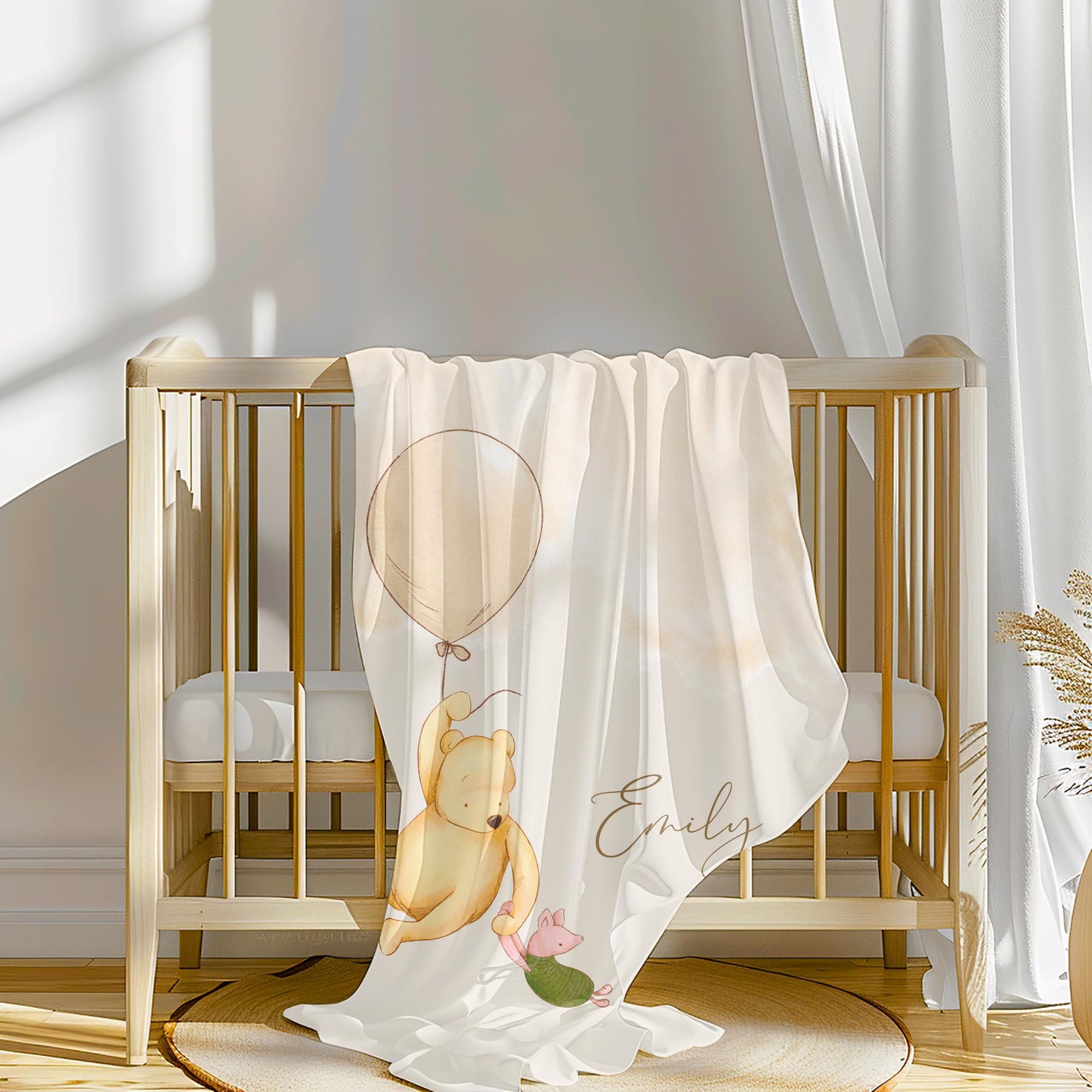 Personalized Winnie the Pooh Baby Blanket