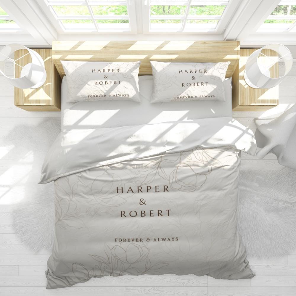 Personalized Duvet Cover Set – Custom Wedding Gift for Couples