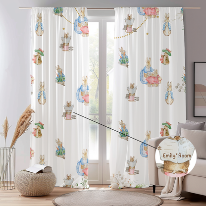 Custom Vintage Rabbit Curtains for Kids Room