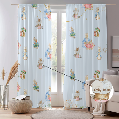 Custom Vintage Rabbit Curtains for Kids Room