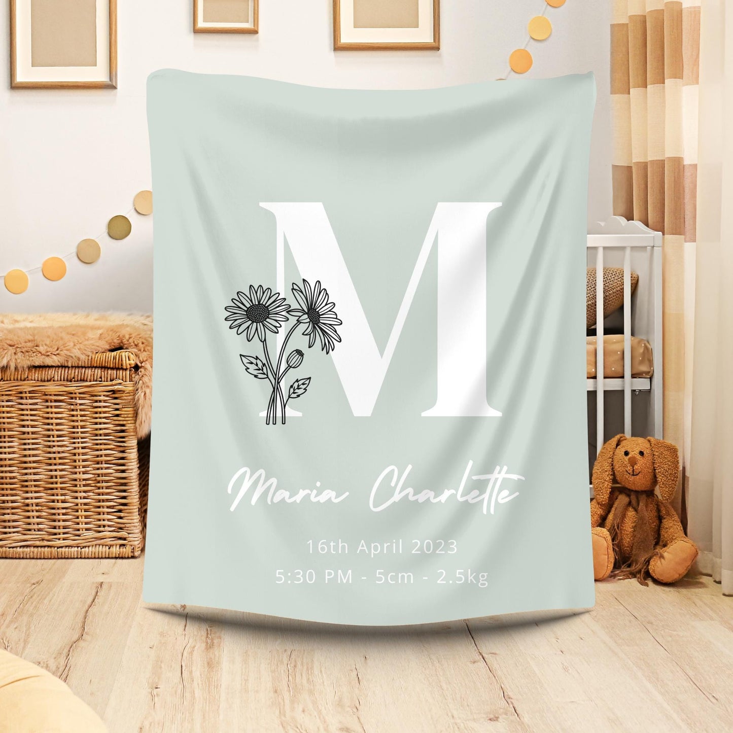 Personalized Baby Birth Stats Blanket
