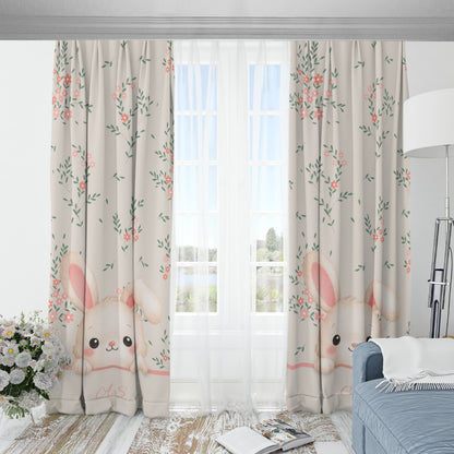 Personalized Cute Bunny Floral Curtains