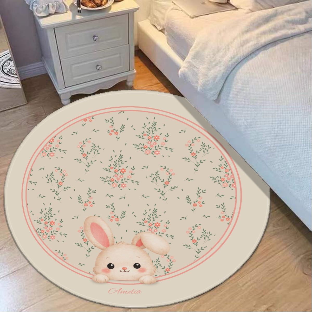 Bunny Floral Rug - Adorable Accent for Any Room