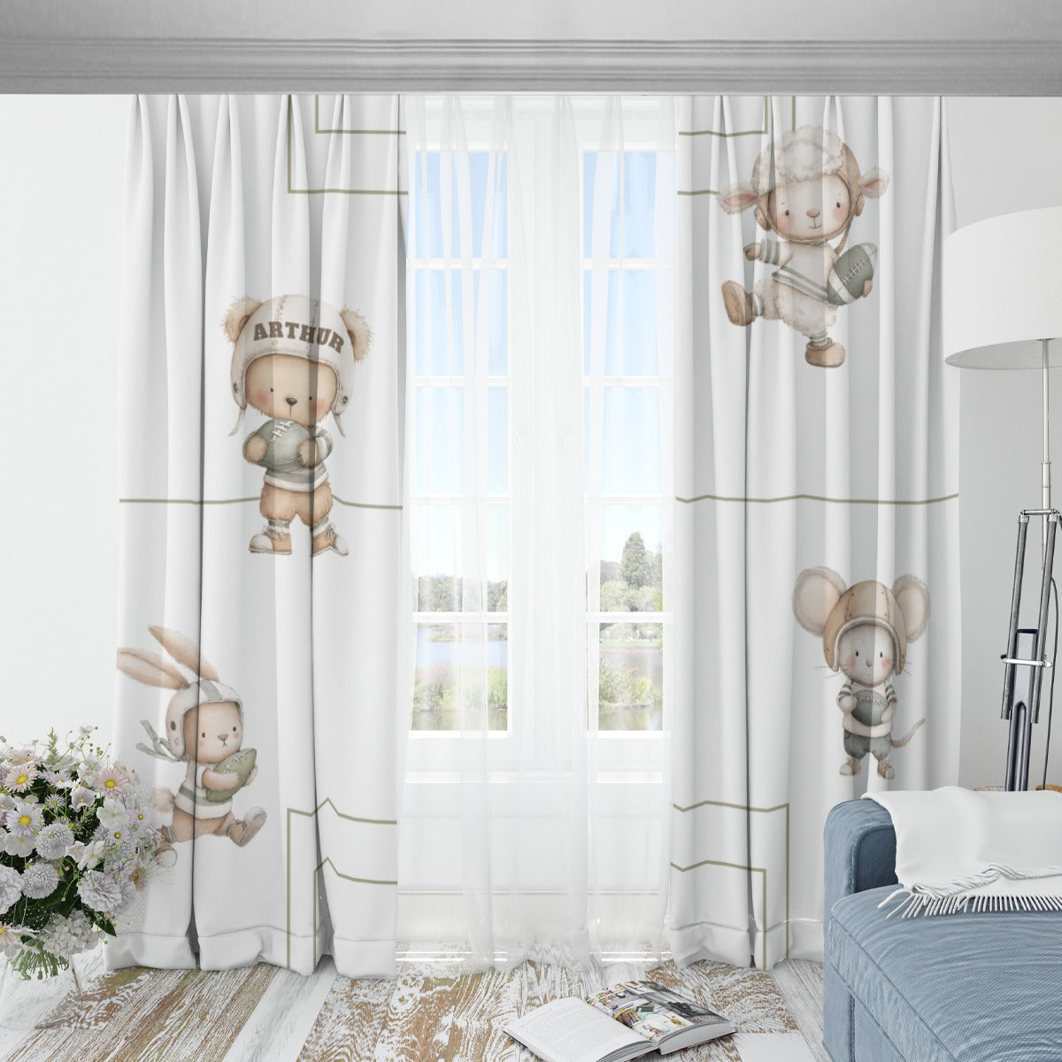 Bear American Football Blackout Curtains