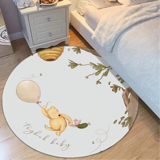 Winnie the Pooh Kids Rug - Round Nursery Play Mat - Playroom Decor