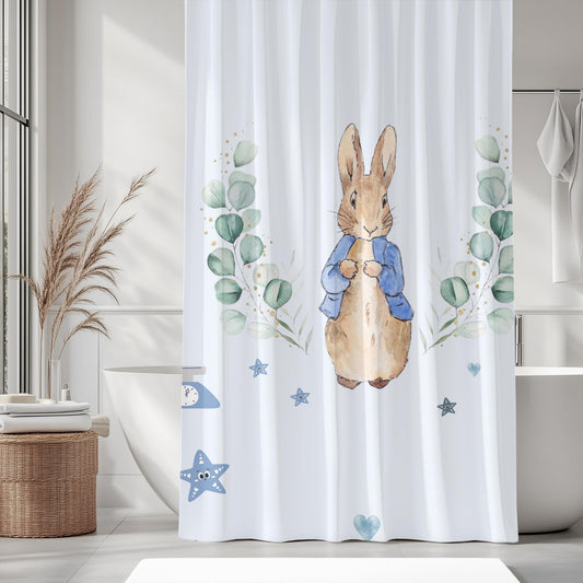 Peter Rabbit Shower Curtain – Storybook Nursery Decor, Cute Baby Bathroom Curtain Gift