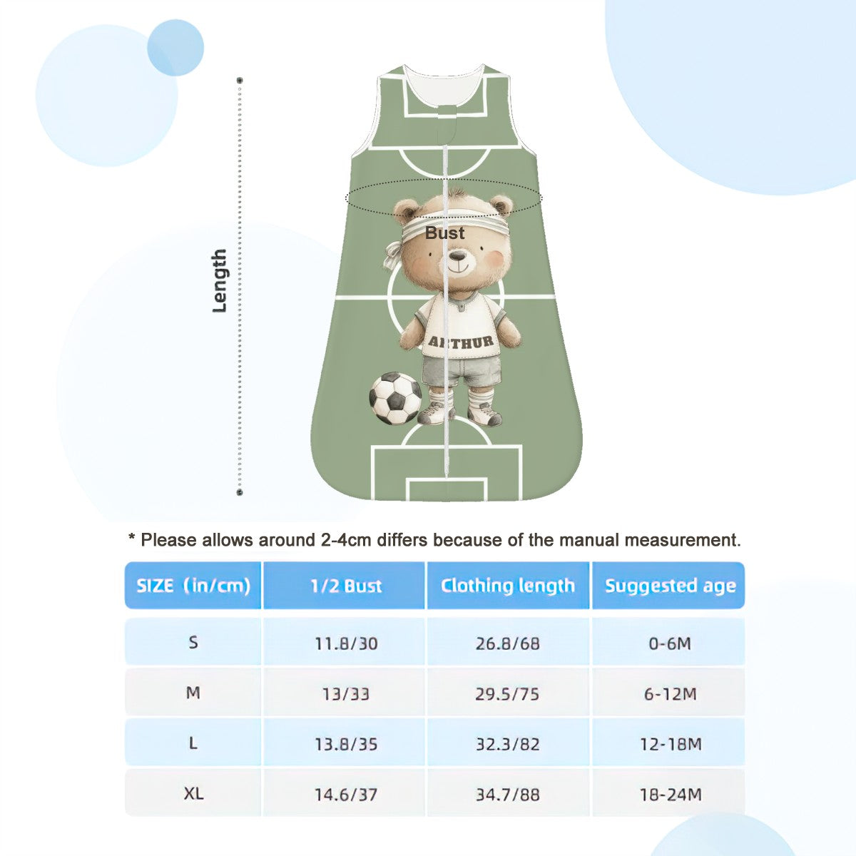 Personalized Bear Soccer Wearable Blanket
