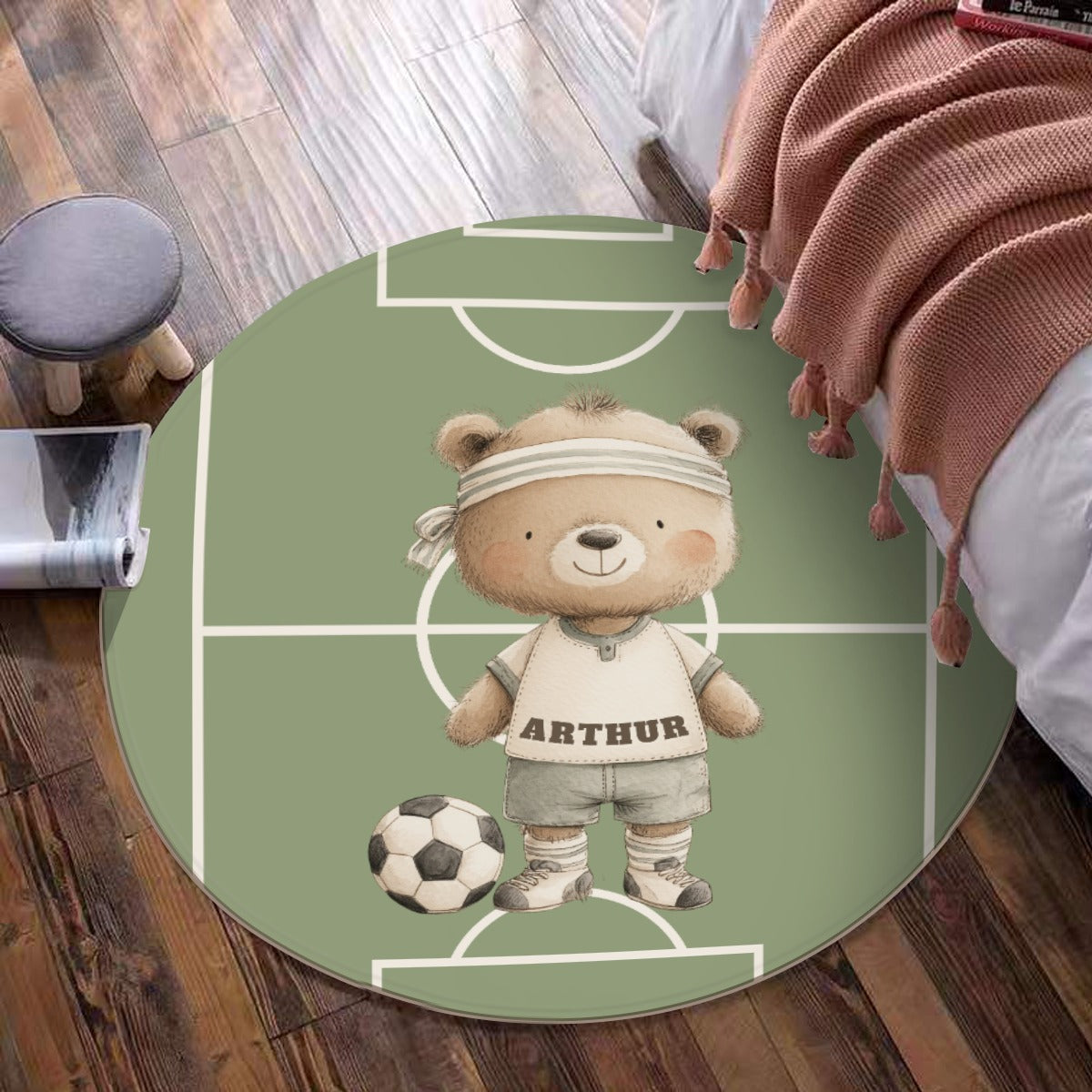 Custom Soccer Bear Rug Kids Play Mat