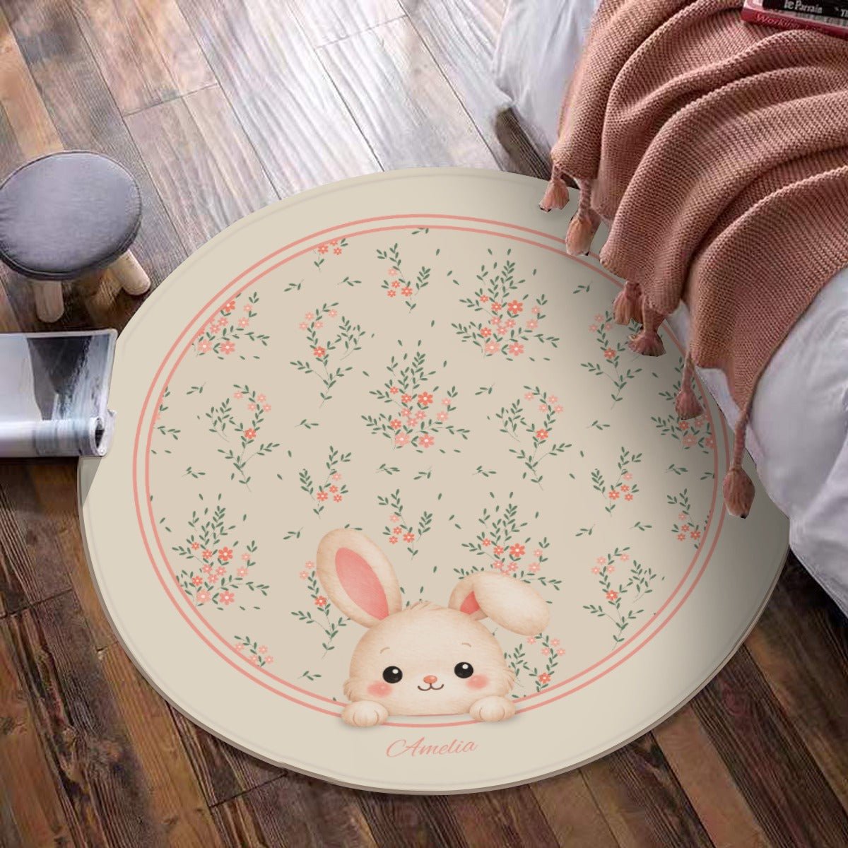 Bunny Floral Rug - Adorable Accent for Any Room