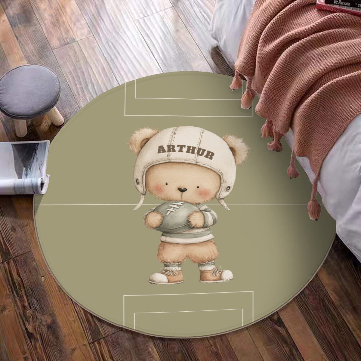 Custom American Football Bear Rug Kids Rug